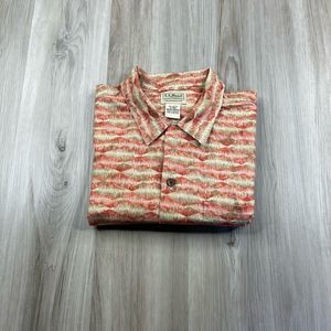 LL Bean Button Up Shirt Mens Medium Traditional Fit Short Sleeve Cotton 300229